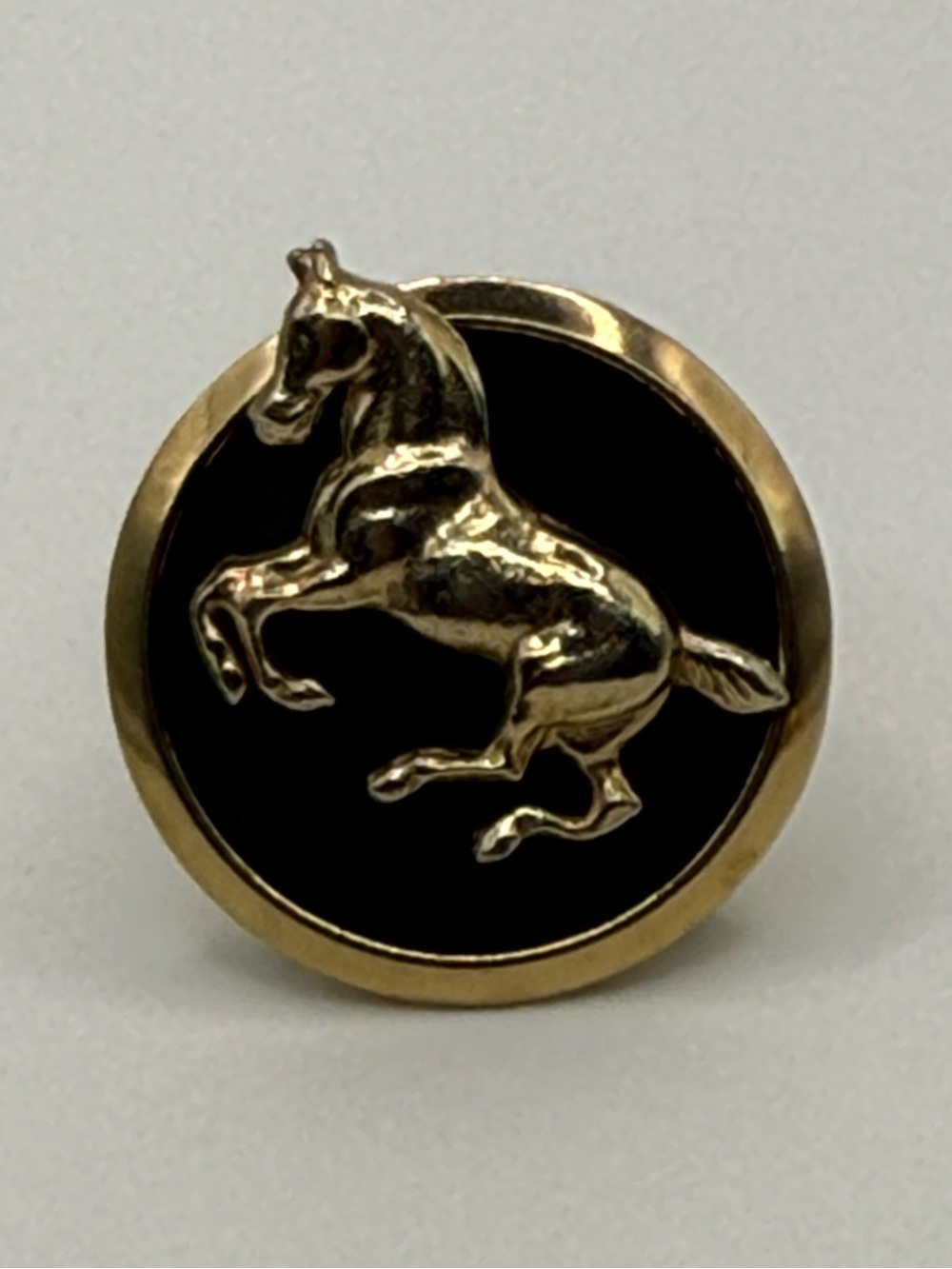 Vintage Equestrian Horse Scarf Clip Black Gold Tone 1.25”